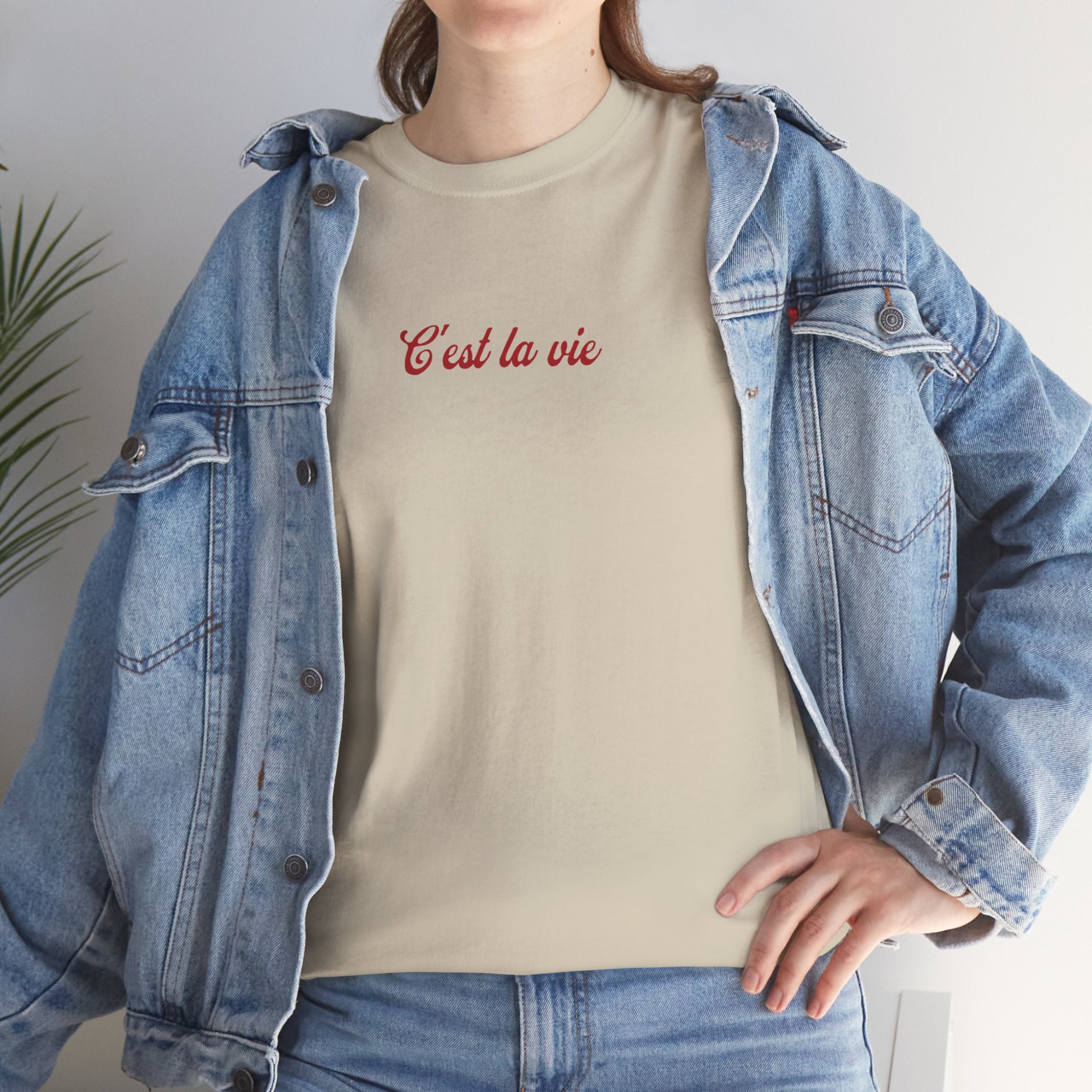 C'est La Vie Unisex Heavy Cotton Tee, Casual T-Shirt for Everyday Wear, Gift for Friends, Summer Essentials, Quote Tee, Trendy Streetwear