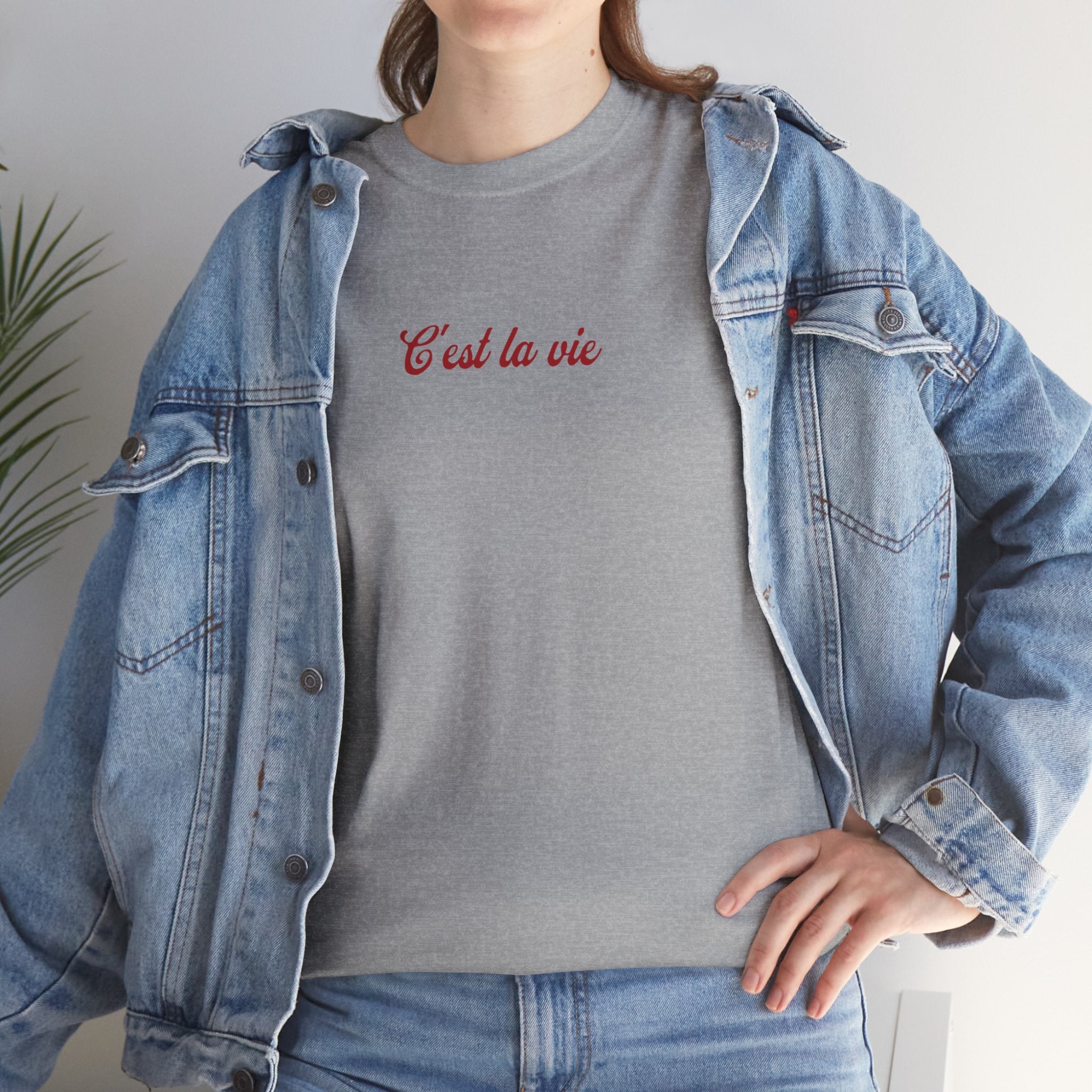 C'est La Vie Unisex Heavy Cotton Tee, Casual T-Shirt for Everyday Wear, Gift for Friends, Summer Essentials, Quote Tee, Trendy Streetwear