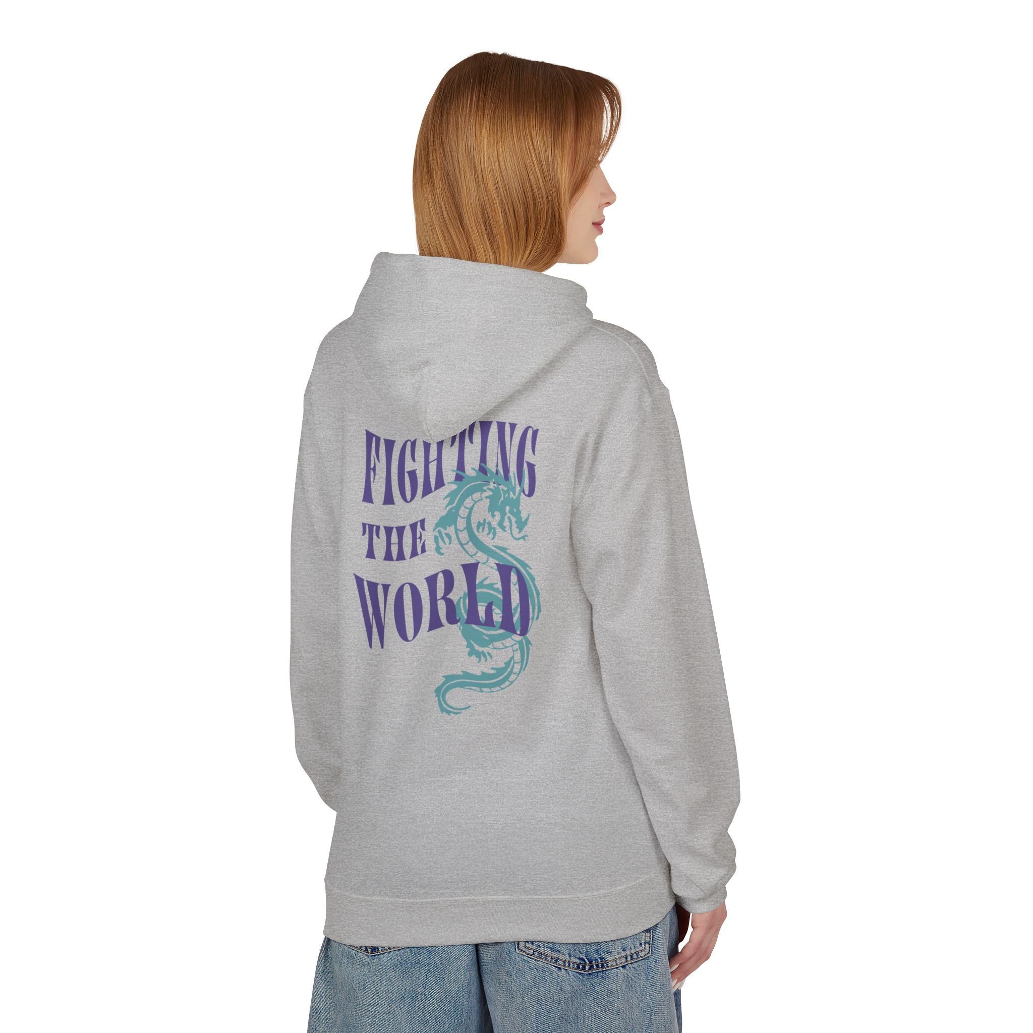 Retro-Inspired Fleece Hoodie - Cozy Unisex Apparel for Everyday Comfort, Gift for Friends, Casual Wear, Fighting the World