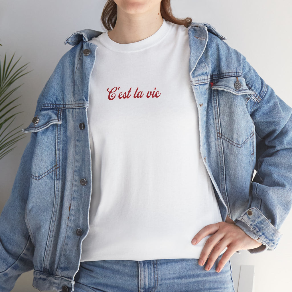 C'est La Vie Unisex Heavy Cotton Tee, Casual T-Shirt for Everyday Wear, Gift for Friends, Summer Essentials, Quote Tee, Trendy Streetwear