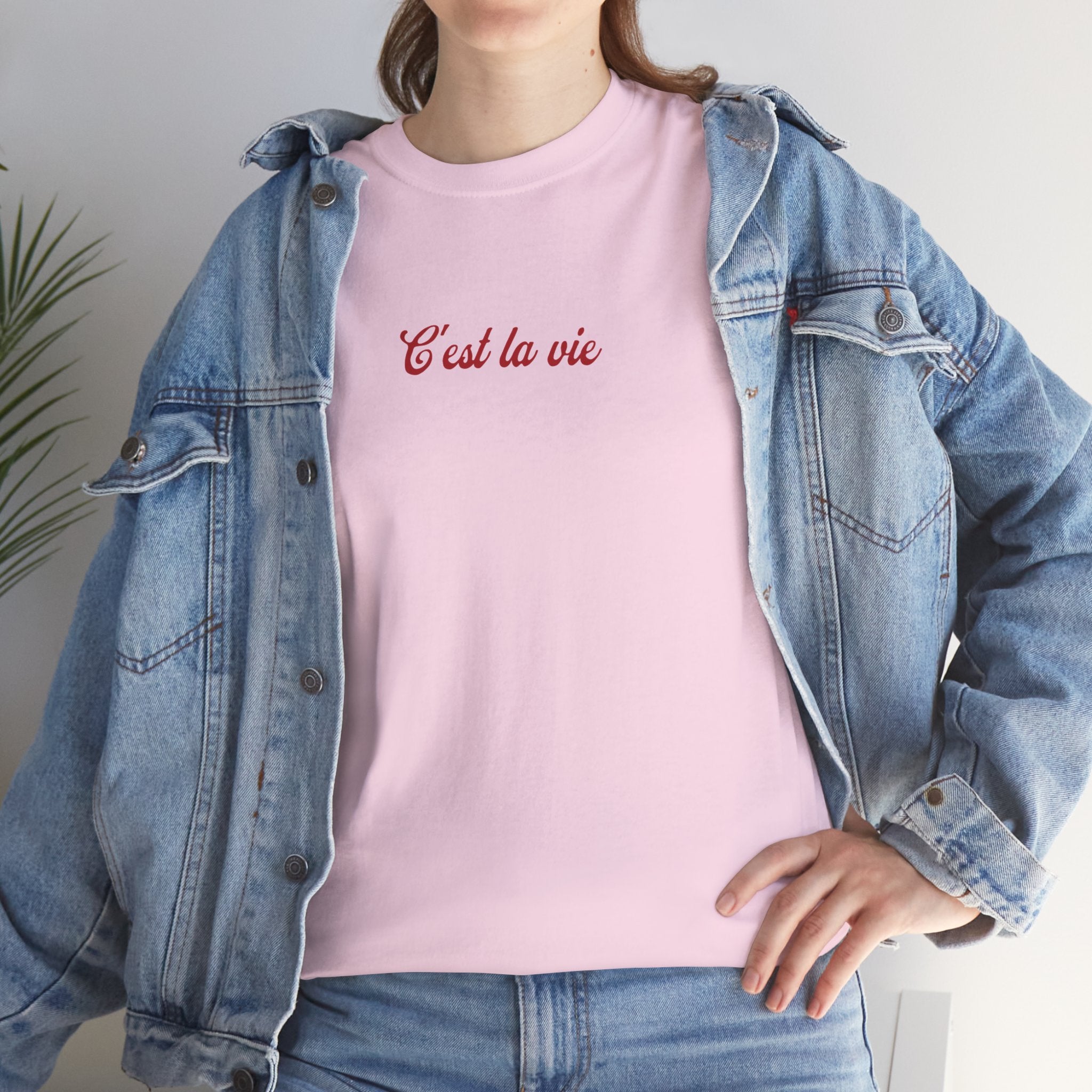 C'est La Vie Unisex Heavy Cotton Tee, Casual T-Shirt for Everyday Wear, Gift for Friends, Summer Essentials, Quote Tee, Trendy Streetwear